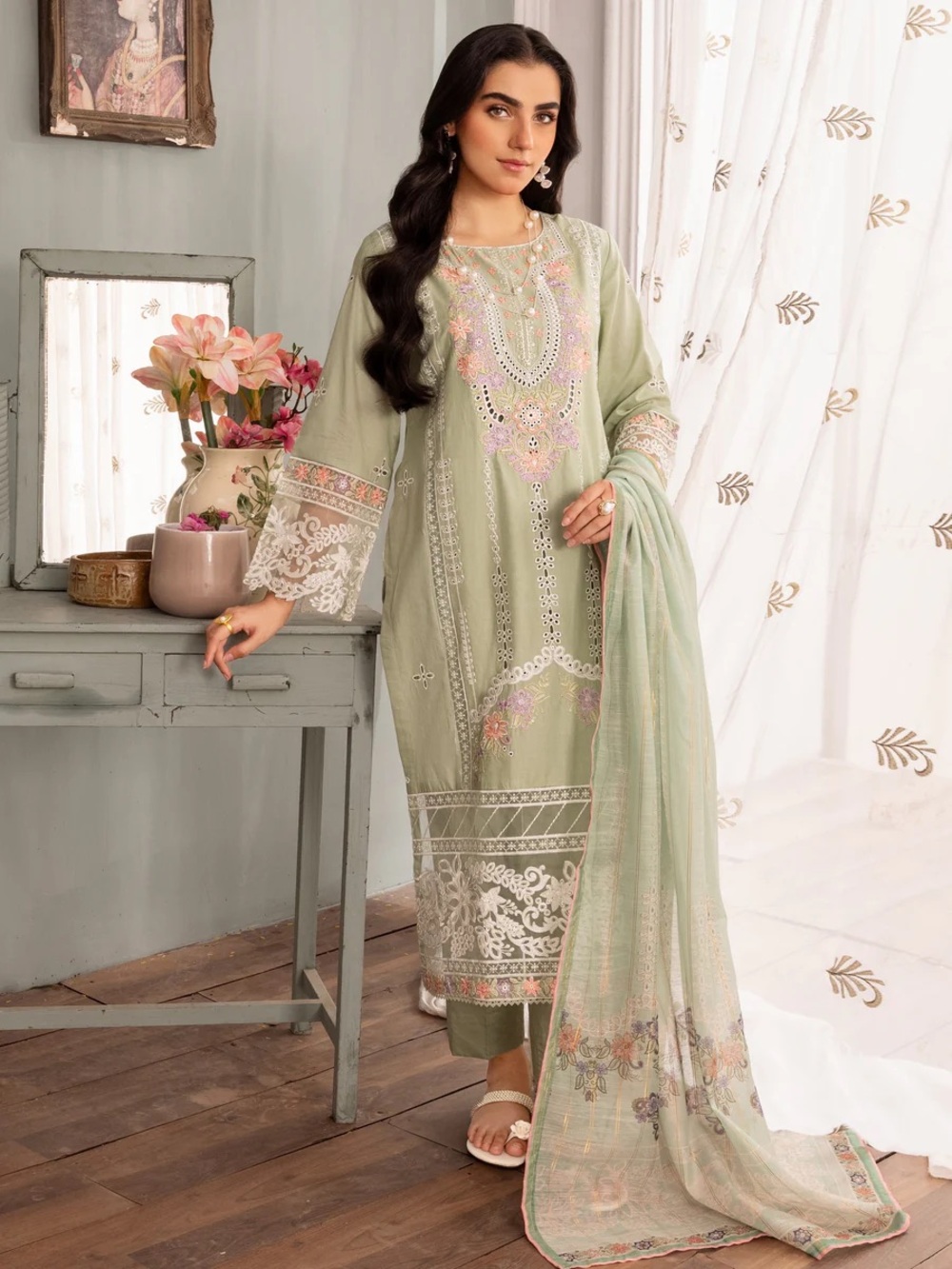 Pakistani embroidered summer lawn dress